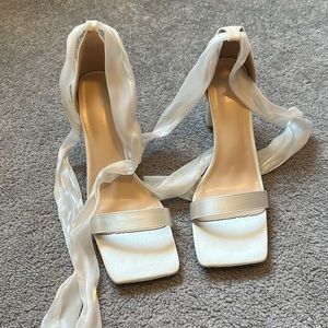 White satin ~3inch heels